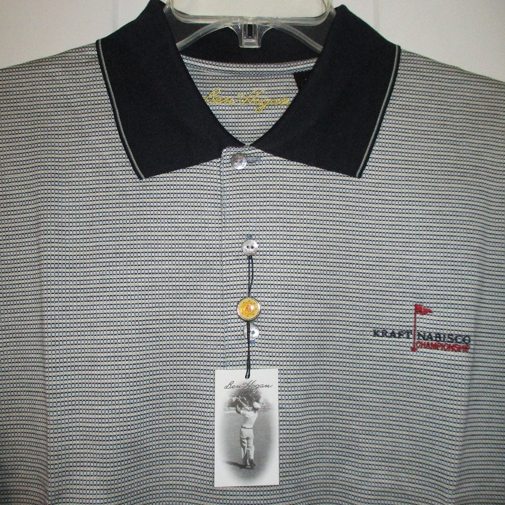 Ben Hogan Mens S/S Kraft Nabisco Championship Navy Cotton Golf Polo Shirt NWT- L